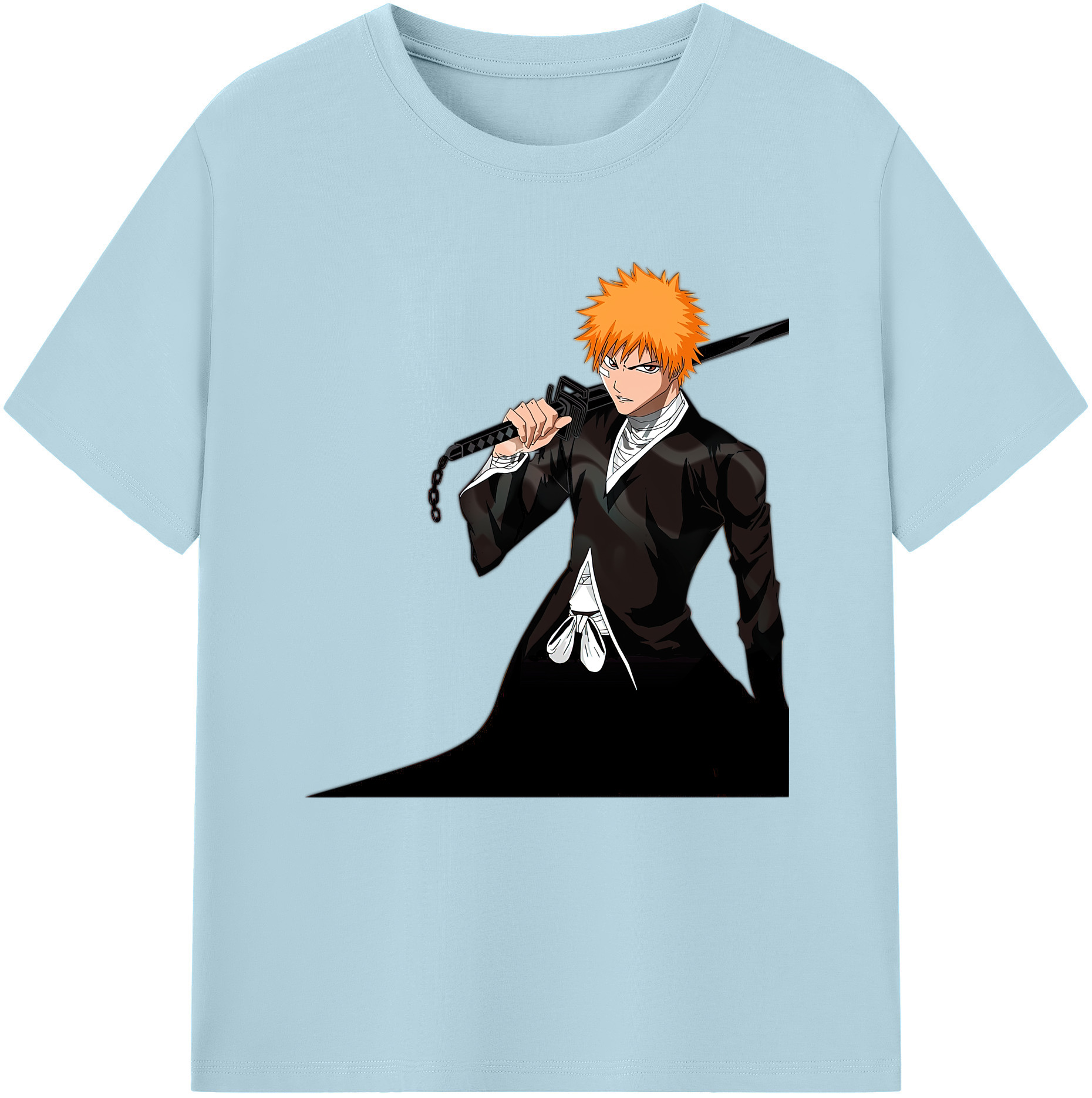 （画像用） ブリーチ 黒崎一護（くろさき いちご）BLEACH Kurosaki Ichigo 綿100％半袖Tシャツ（フロントプリント）